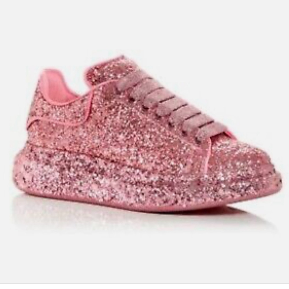 Alexander McQueen Glitter Oversized Sneakers  Pink - 37/7 worn once. EC